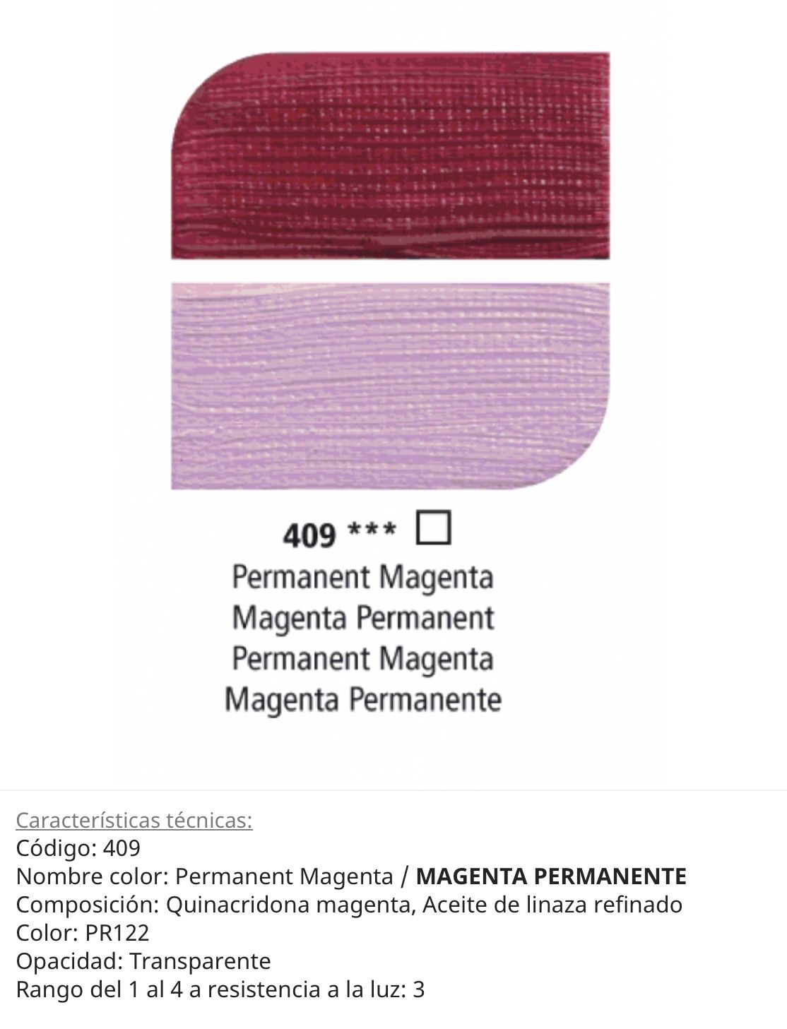 Pintura óleo Permament Magenta/ Magenta Permanente, 409, 38 ml , Graduate Oil, Daler Rowney