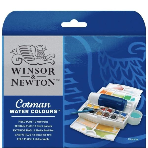 Caja acuarela , 12 godets de campo, COTMAN, Winsor & Newton