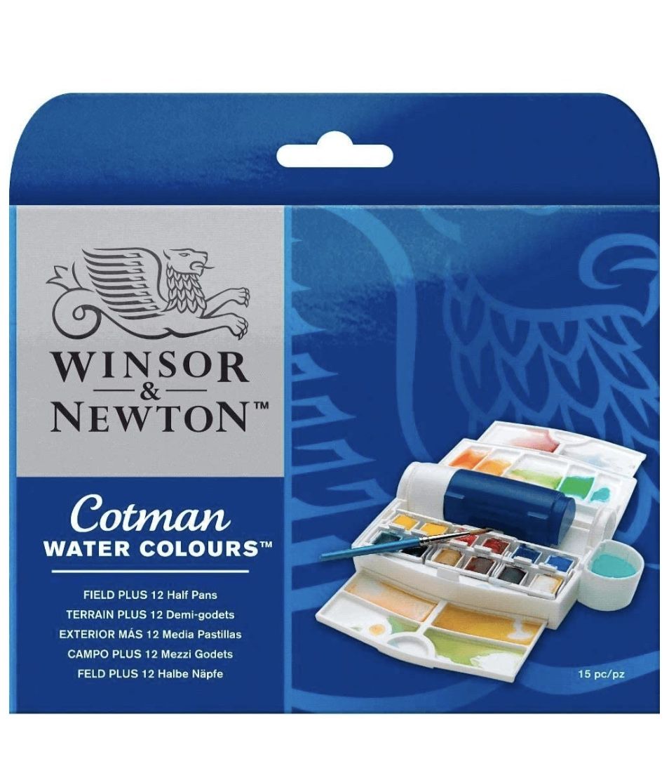 Caja acuarela , 12 godets de campo, COTMAN, Winsor & Newton