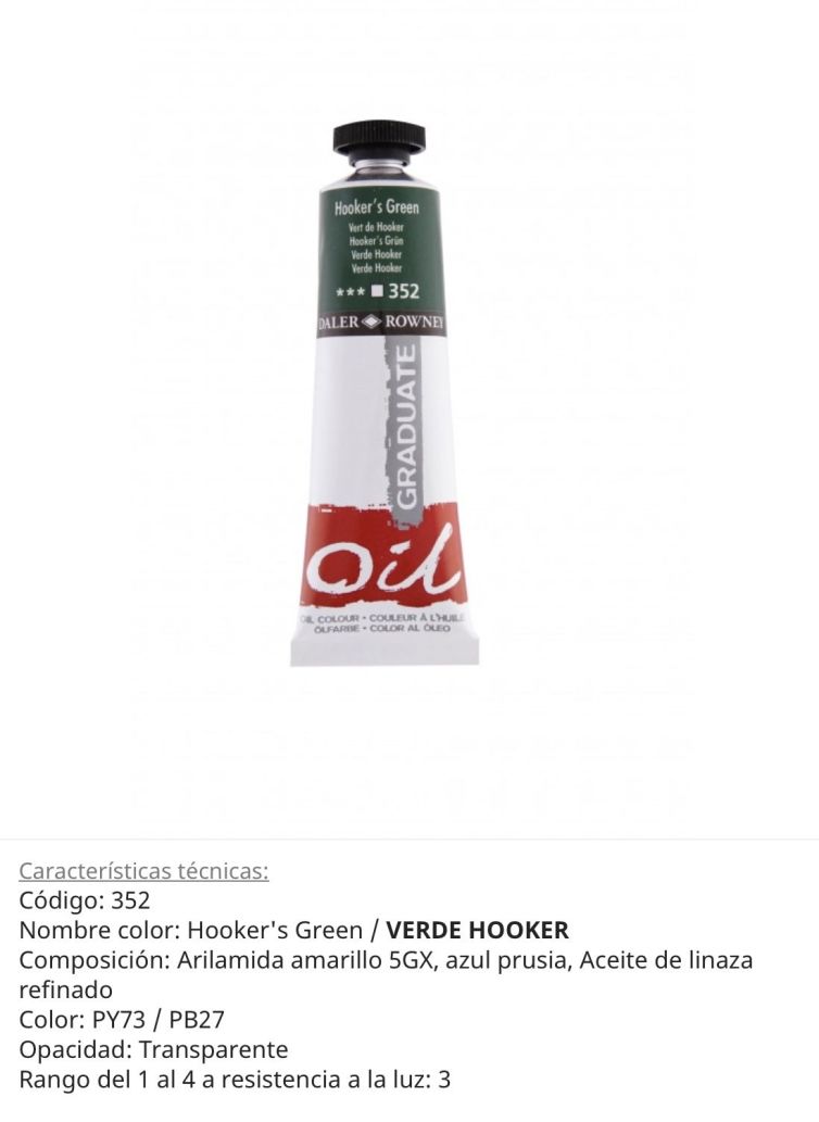 Pintura óleo Hooker’s Green / Verde Hooker