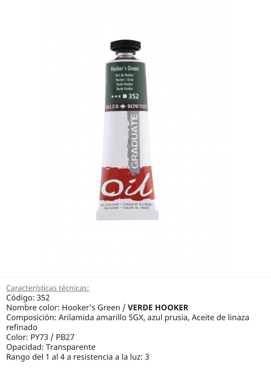 Pintura óleo Hooker’s Green / Verde Hooker