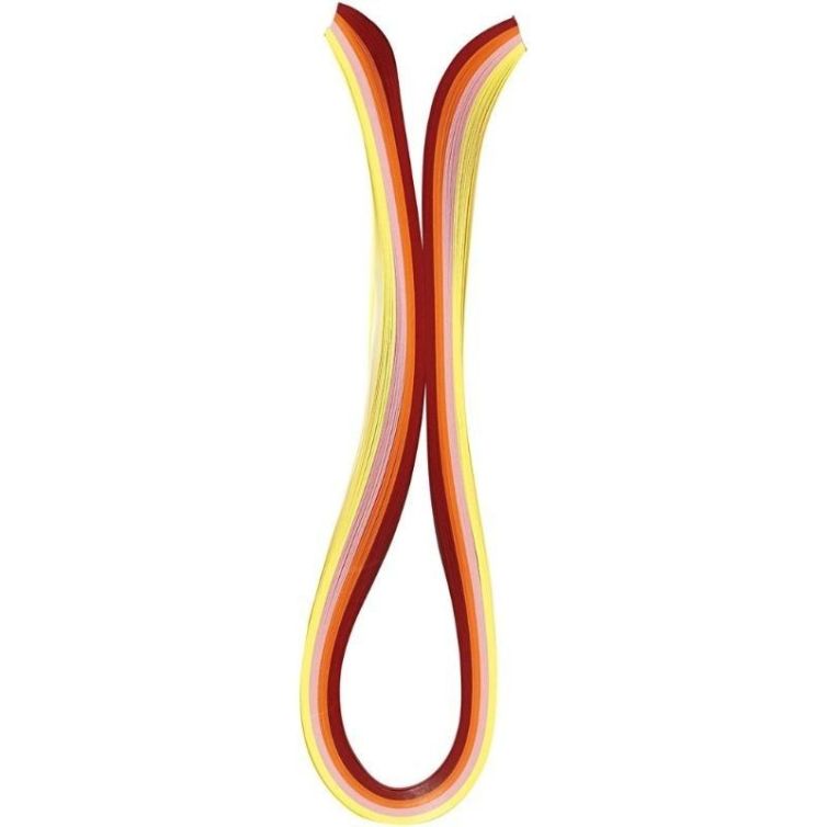 100 Tiras Papel Quilling 5mm Surtidos rojo/amarillo/naranja/rosa