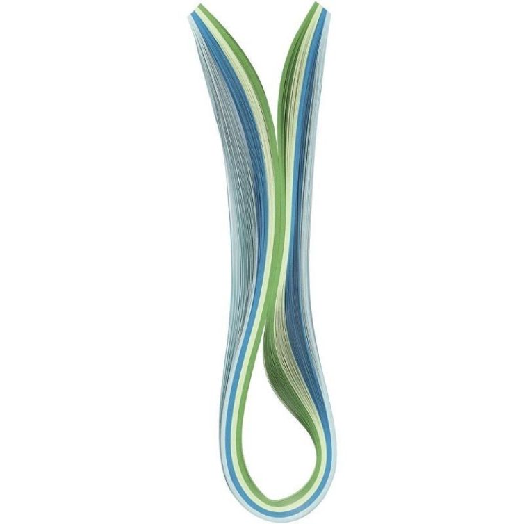 100 Tiras Papel Quilling 5mm Surtidos azules/verdes
