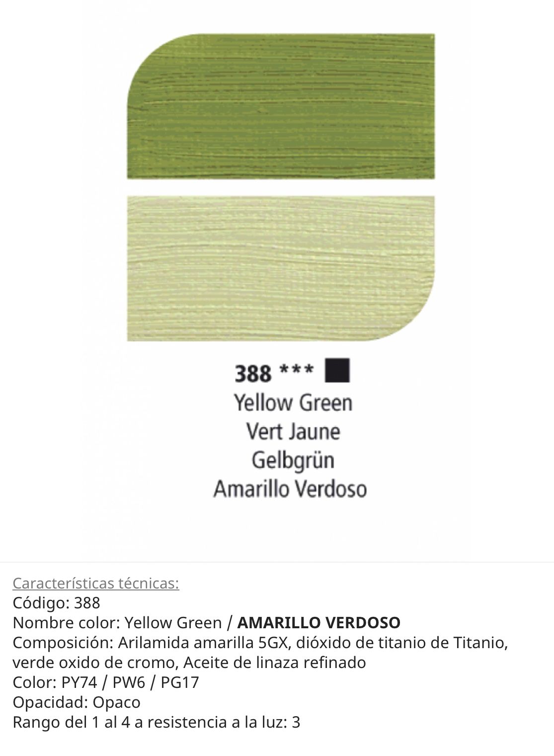 Pintura óleo Yellow Green / Amarillo Verdoso , 388, 38 ml , Graduate Oil, Daler Rowney
