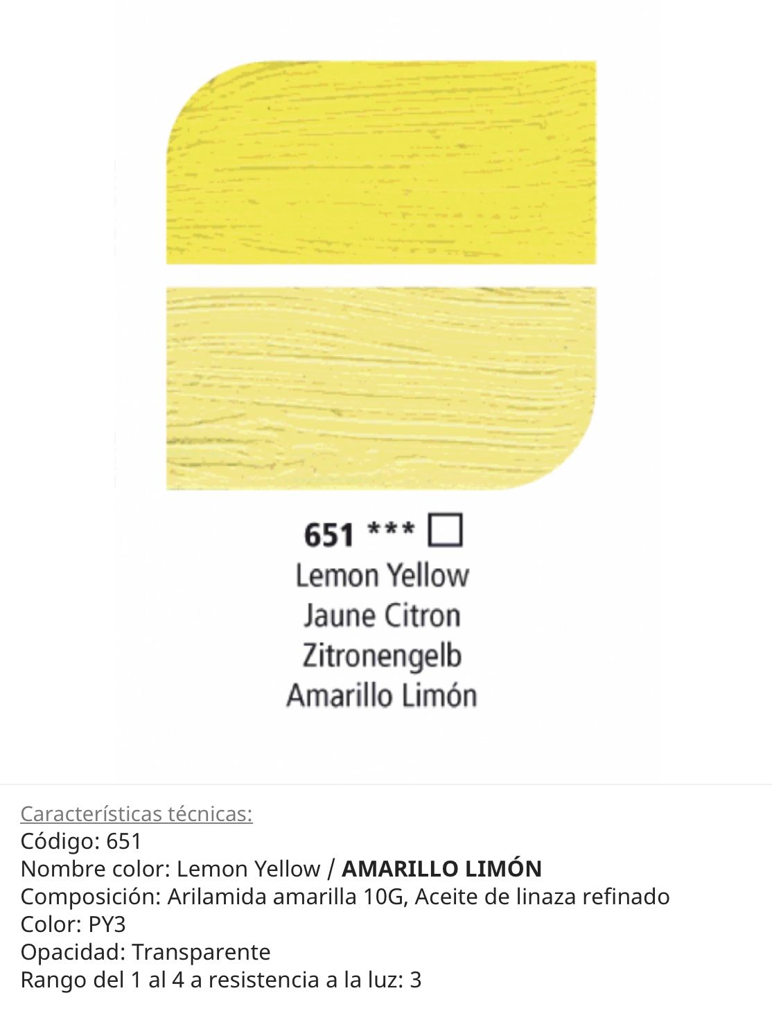 Pintura óleo Lemon Yellow/ Amarillo Limón