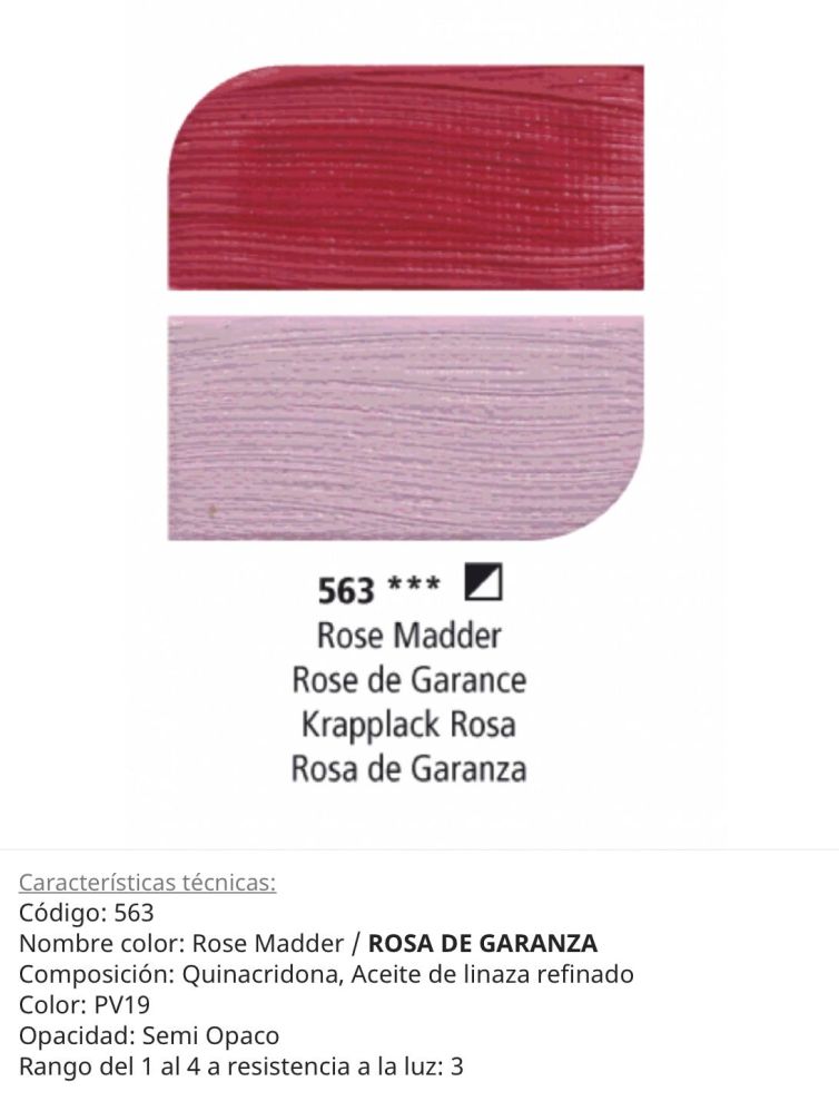 Pintura óleo Rose Madder / Rosa de Garanza
