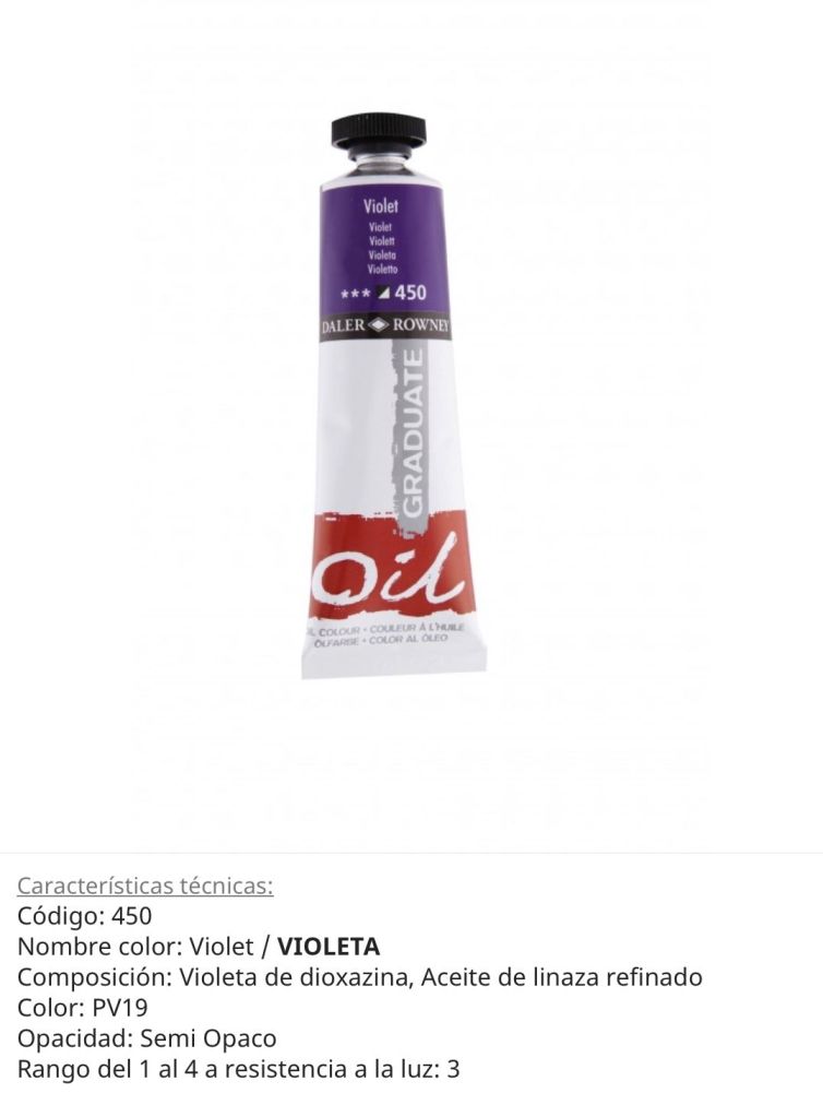 Pintura óleo Violet/ Violeta, 450, 38 ml , Graduate Oil, Daler Rowney