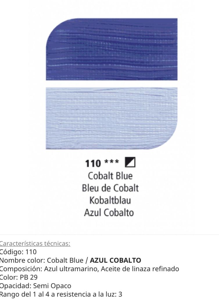 Pintura óleo, Cobalt Blue/azul cobalto, 110 , 38 ml , Daler Rowney