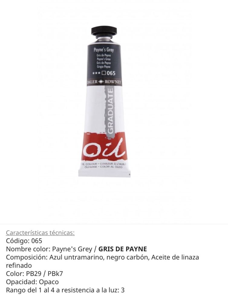 Pintura óleo Payne’s Grey / Gris Payne