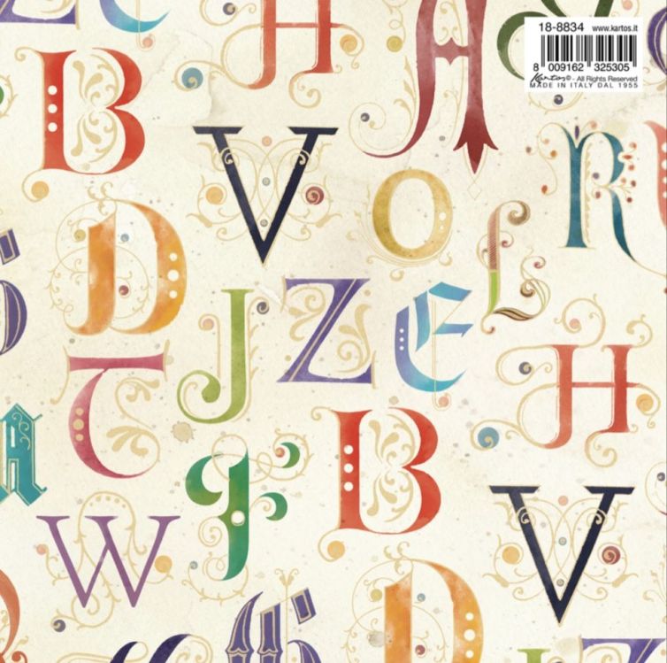 Papel decoupage KARTOS, Letras, 70 x 100 cm , 8834