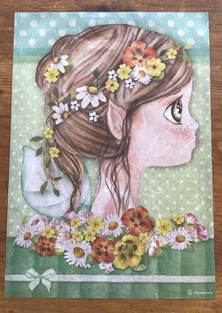 Papel arroz niña primavera