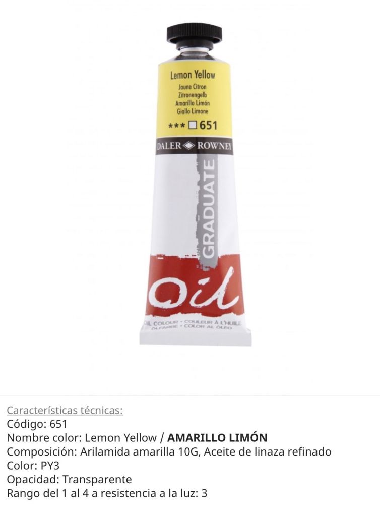 Pintura óleo Lemon Yellow/ Amarillo Limón