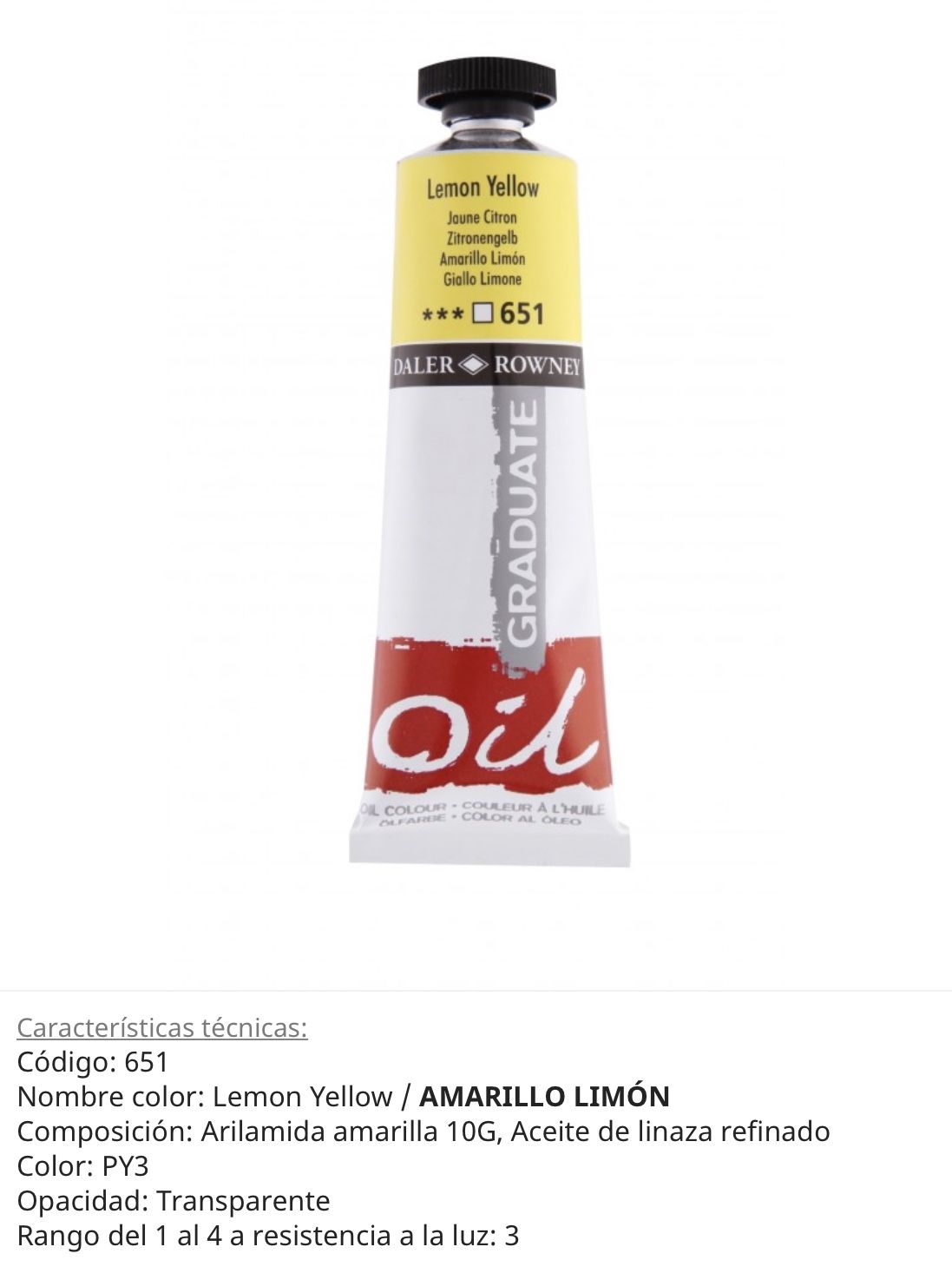 Pintura óleo Lemon Yellow/ Amarillo Limón