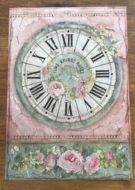 Papel arroz reloj rosas