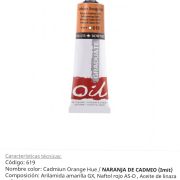 Pintura óleo Cadmiun Orange / Naranja de Cadmio ( imit) ,619, 38 ml , Graduate Oil, Daler Rowney