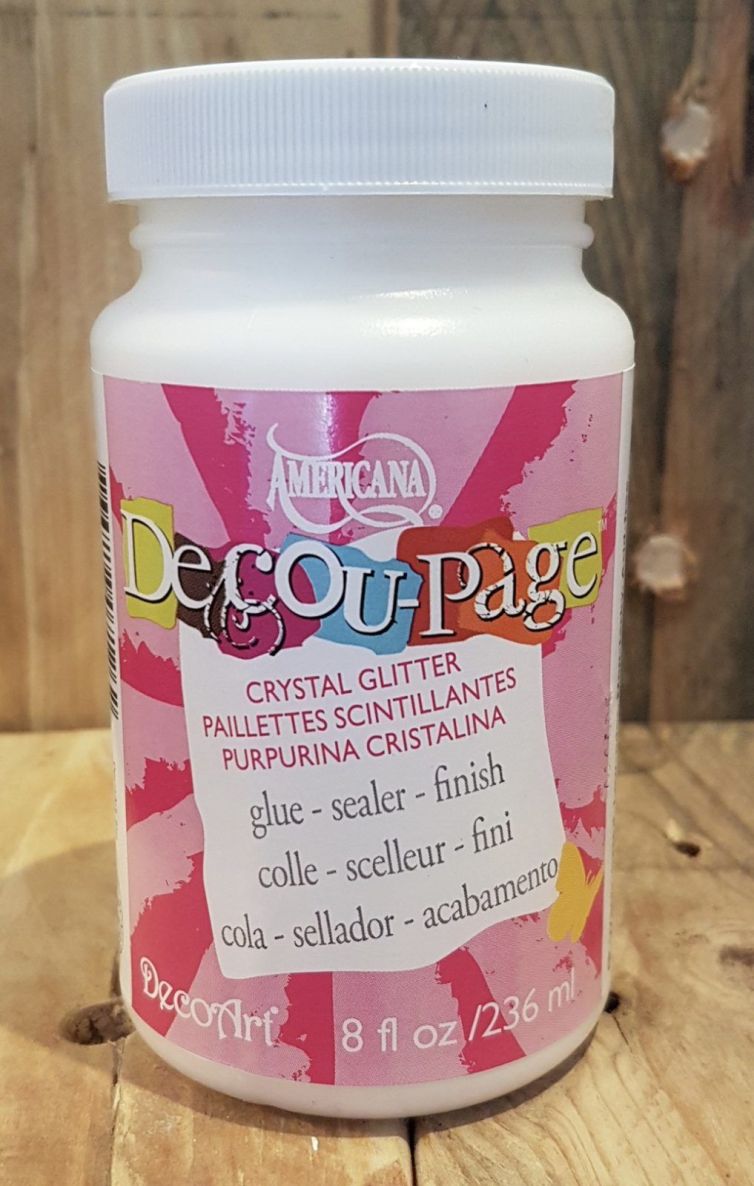 Pegamento decoupage con purpurina