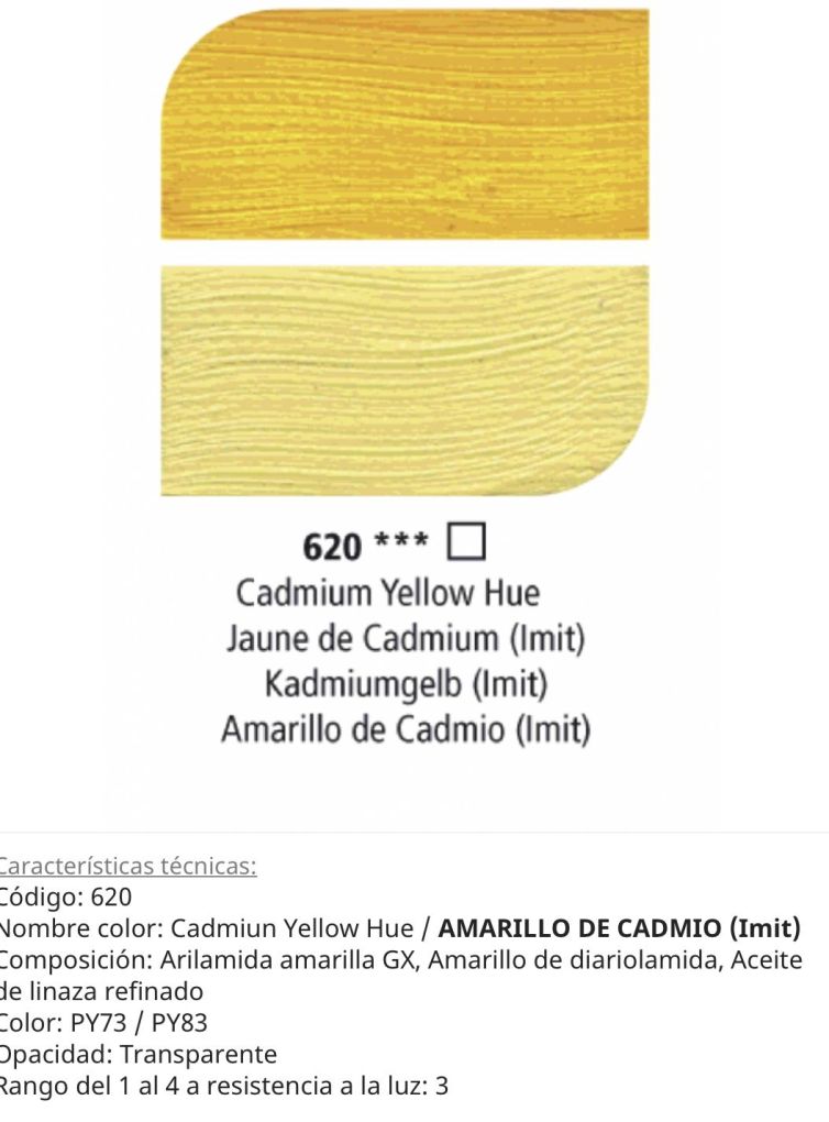 Pintura Óleo Cadmiun Yellow Hue/ Amarillo de Cadmio ( imit) 620, 38 ml , Graduate Oil, Daler Rowney