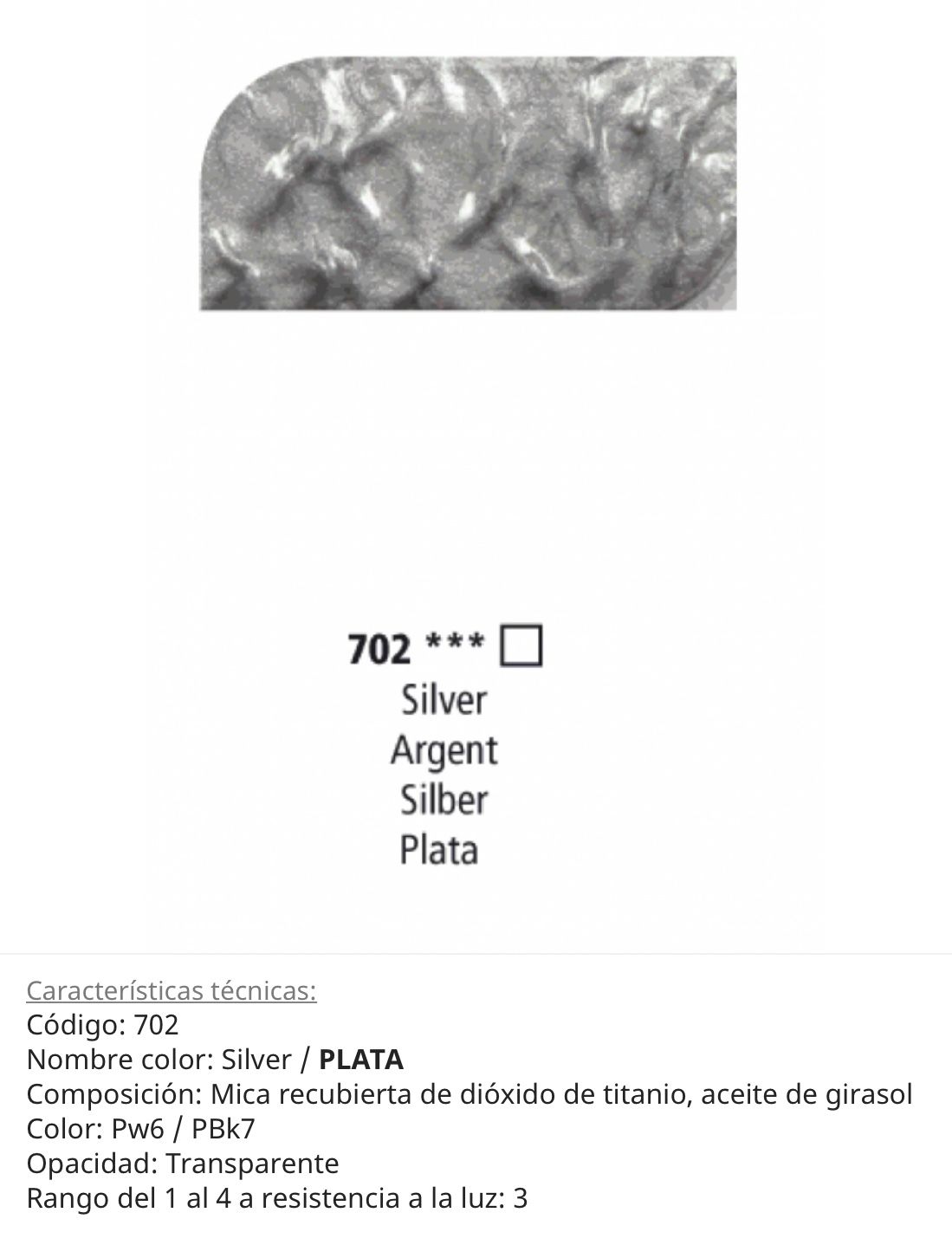 Pintura óleo Silver/ plata , 702, 38 ml , Graduate, Daler Rowney