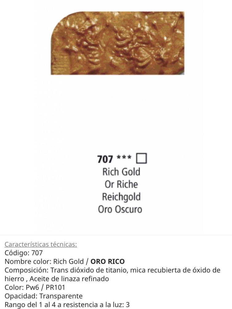 Pintura óleo Rich Gold/ Oro Rico , 707, 38 ml , Graduate, Daler Rowney