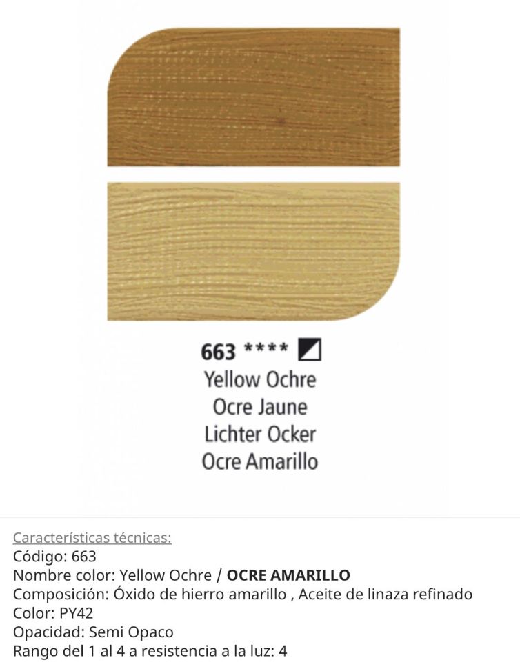 Pintura óleo Yellow Ochre / Ocre Amarillo, 663, 38 ml , Graduate Oil, Daler Rowney