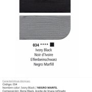 Pintura óleo Ivory Black/negro marfil , 034, 38 ml , Graduate Oil, Daler Rowney