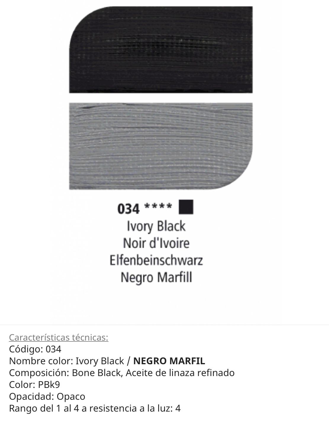 Pintura óleo Ivory Black/negro marfil , 034, 38 ml , Graduate Oil, Daler Rowney