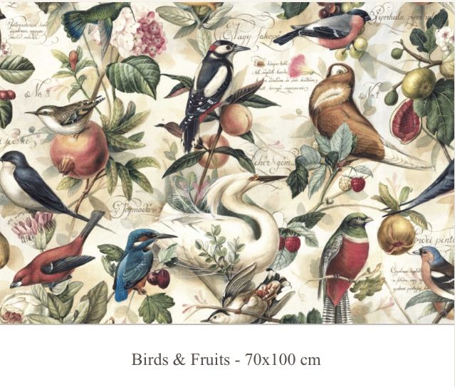 Papel decoupage, birds & fruits, 70 x 100 cm , WP13-05