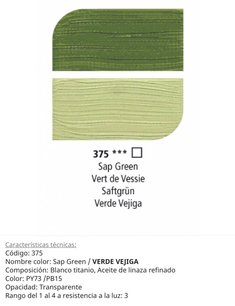 Pintura óleo, Sap Green/verde vejiga, 375, 38 ml, Graduate Oil , Daler Rowney