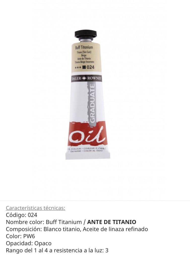 Pintura óleo Buff Titanium /Ante de Titanio 024, 38 ml ,Graduate, Daler Rowney