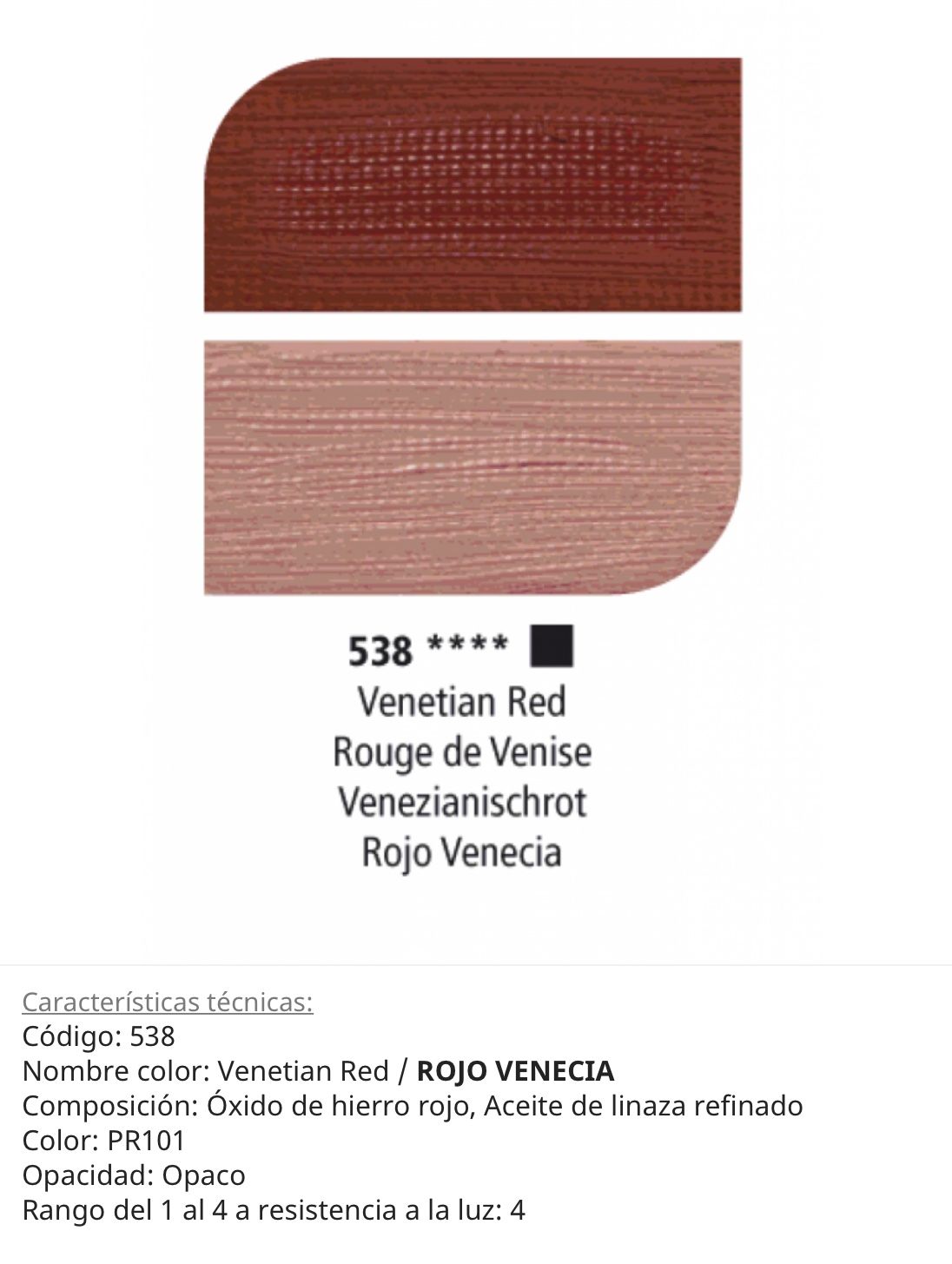 Pintura óleo Venetian Red/ Rojo Venecia, 538, 38 ml , Graduate Oil, Daler Rowney