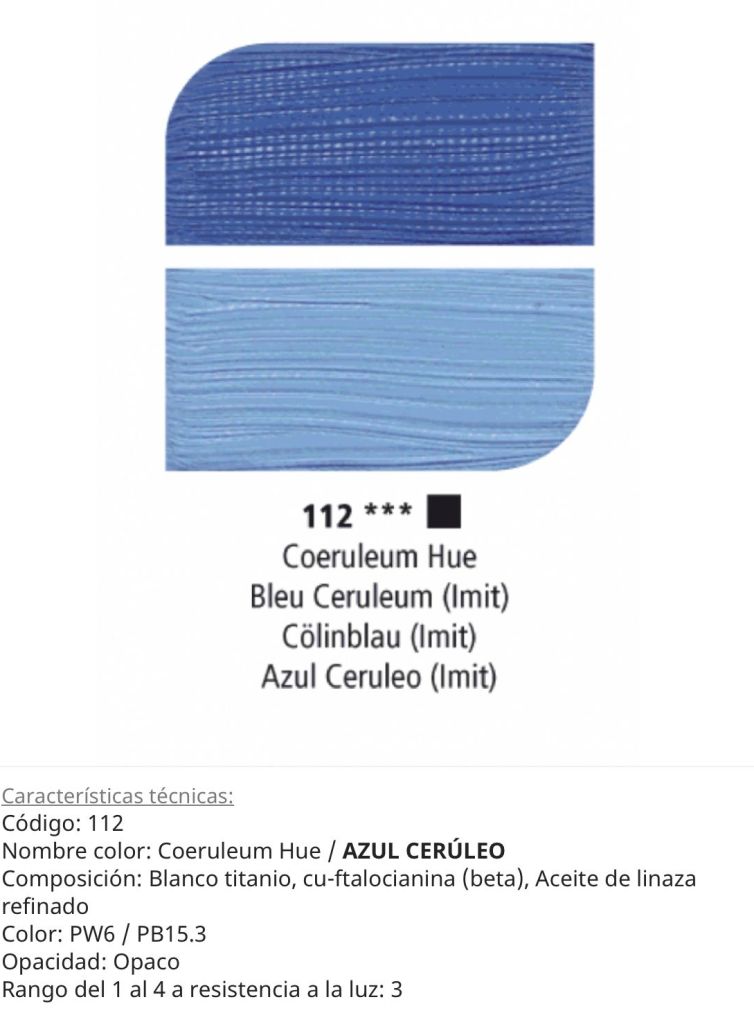 Pintura óleo, Coeruleum Hue / Azul Ceruleo, 112, 38 ml , Daler Rowney