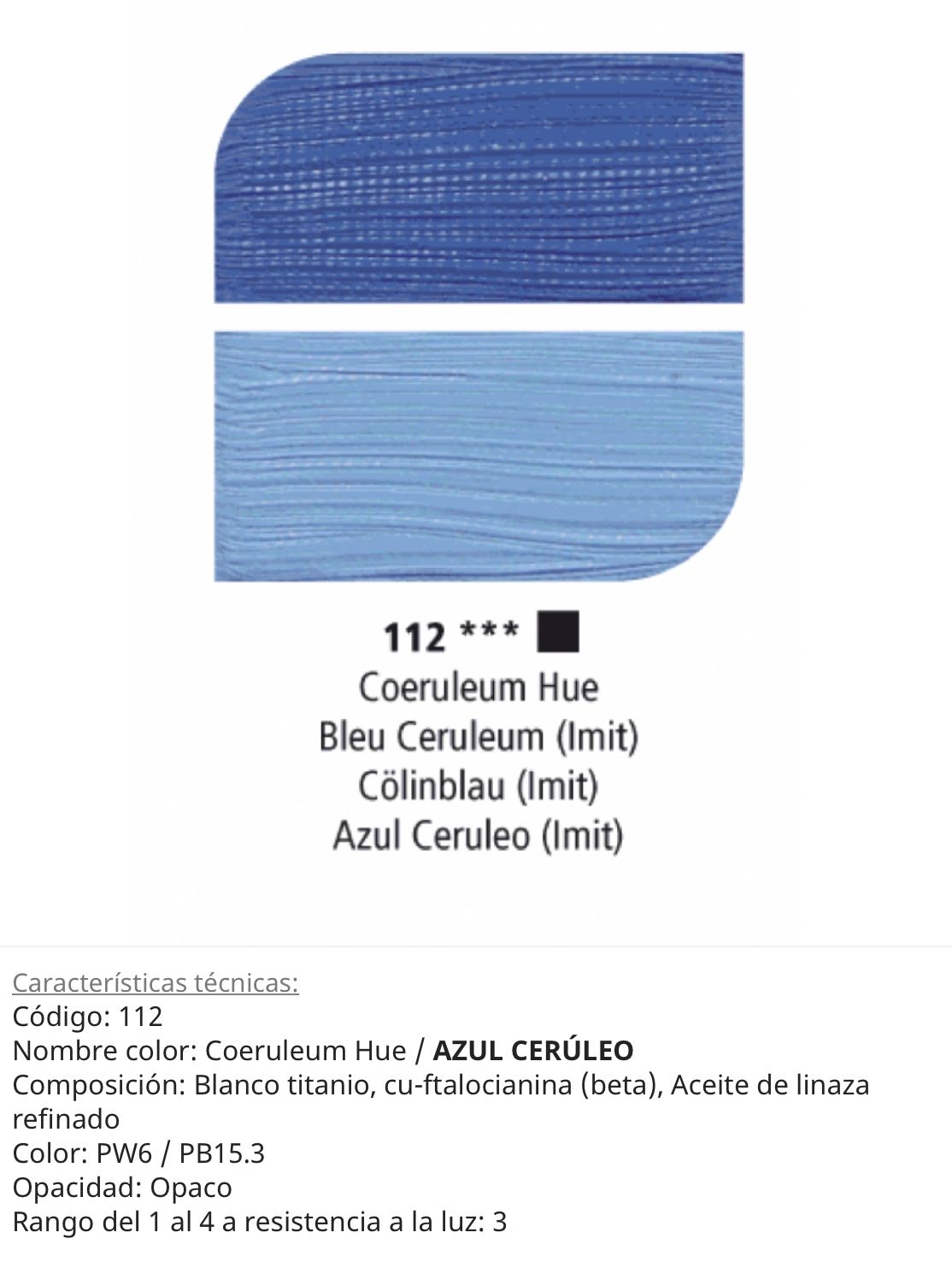 Pintura óleo, Coeruleum Hue / Azul Ceruleo, 112, 38 ml , Daler Rowney