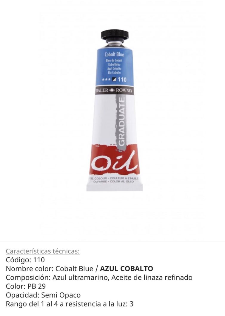 Pintura óleo, Cobalt Blue/azul cobalto, 110 , 38 ml , Daler Rowney