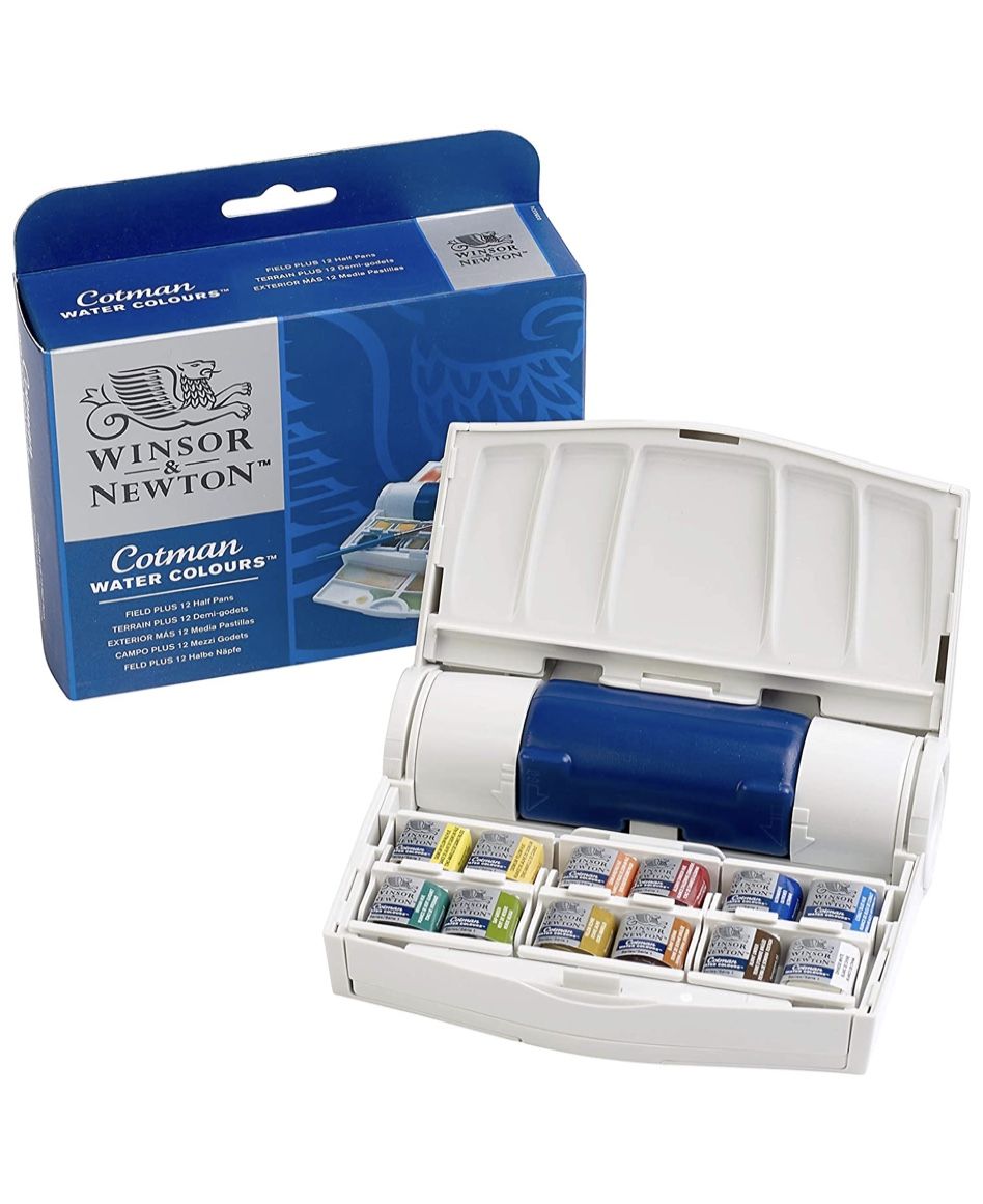 Caja acuarela , 12 godets de campo, COTMAN, Winsor & Newton