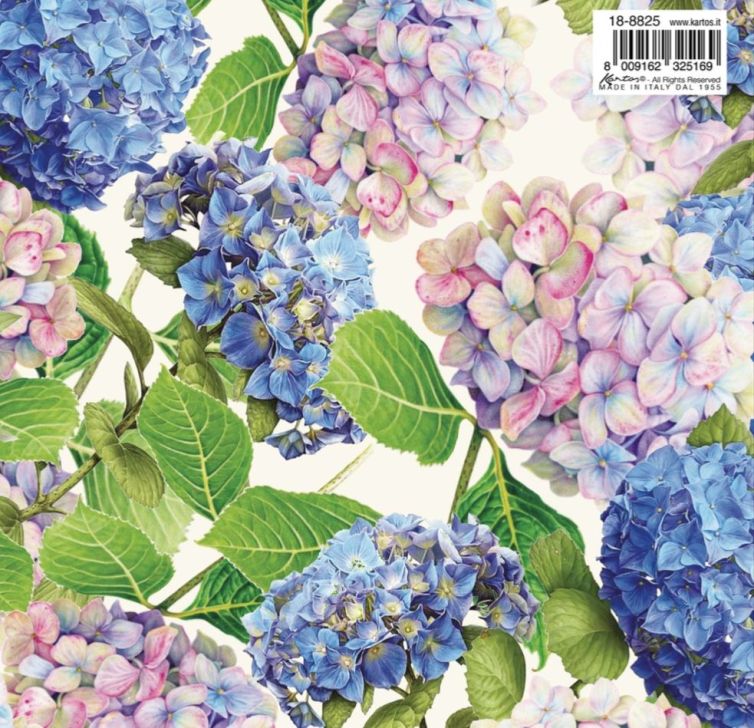 Papel decoupage KARTOS, Hortensias, 70 x 100