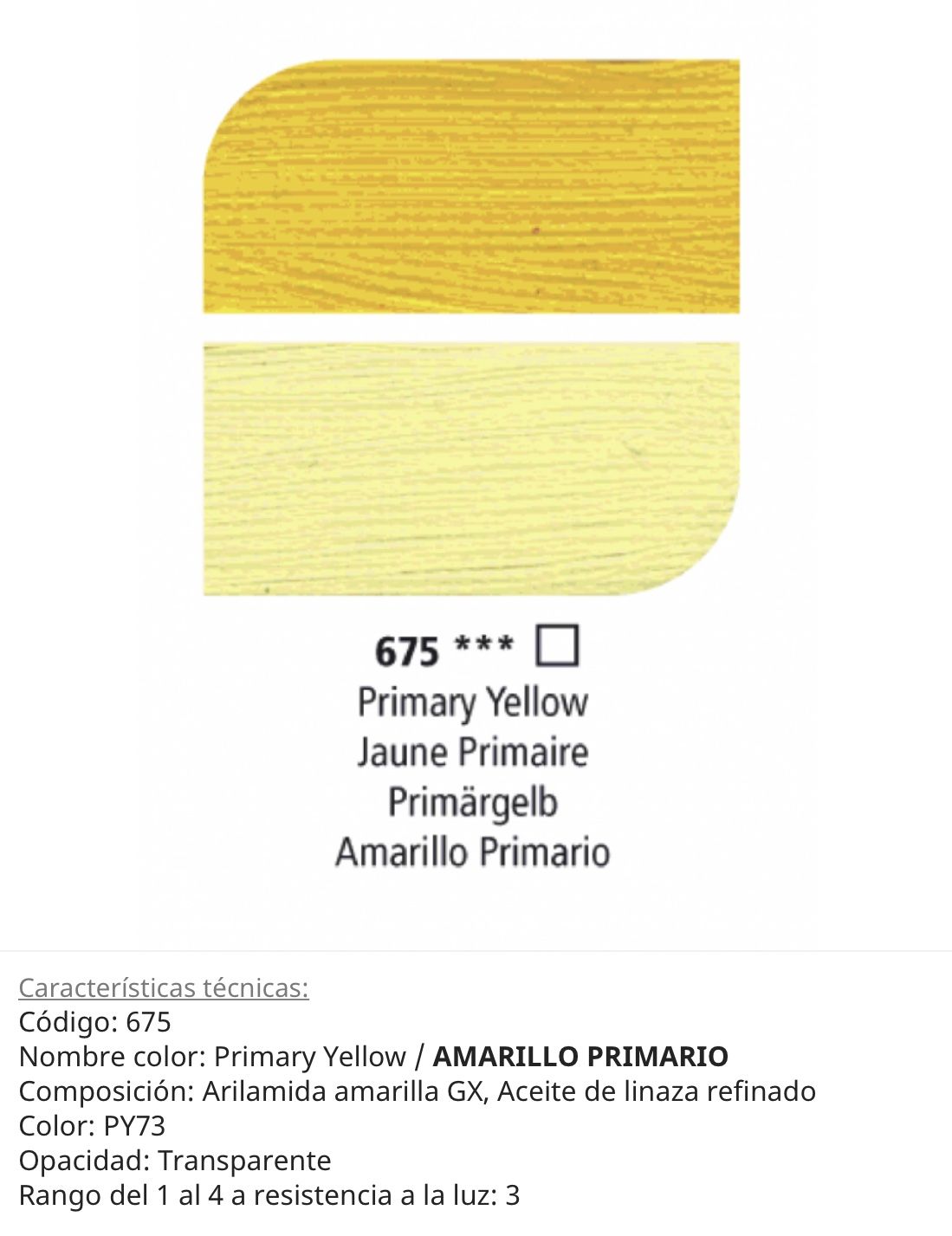 Pintura óleo Primary Yellow/ Amarillo Primario, 675, 38 ml , Graduate, Daler Rowney