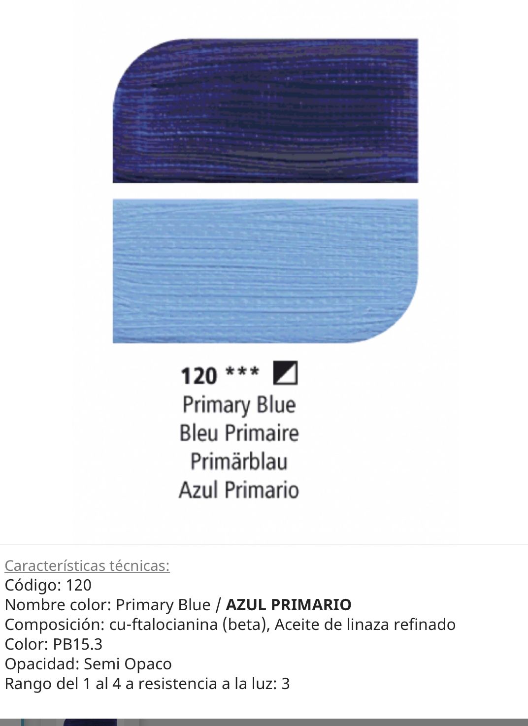 Pintura óleo Primary Azul/ Azul Primario, 120, 38 ml, Graduate Oil, Daler Rowney