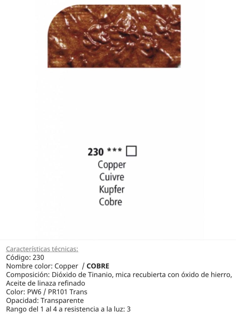 Pintura óleo Copper/ Cobre, 230, 38 ml, Graduate Oil, Daler Rowney