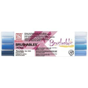 Set 4 Rotuladores Bicolor 2 puntas Brushables Azules