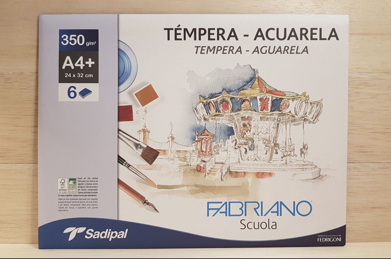 6 hojas A4, de tempera – acuarela