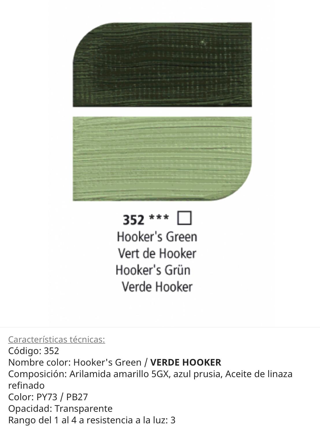 Pintura óleo Hooker’s Green / Verde Hooker