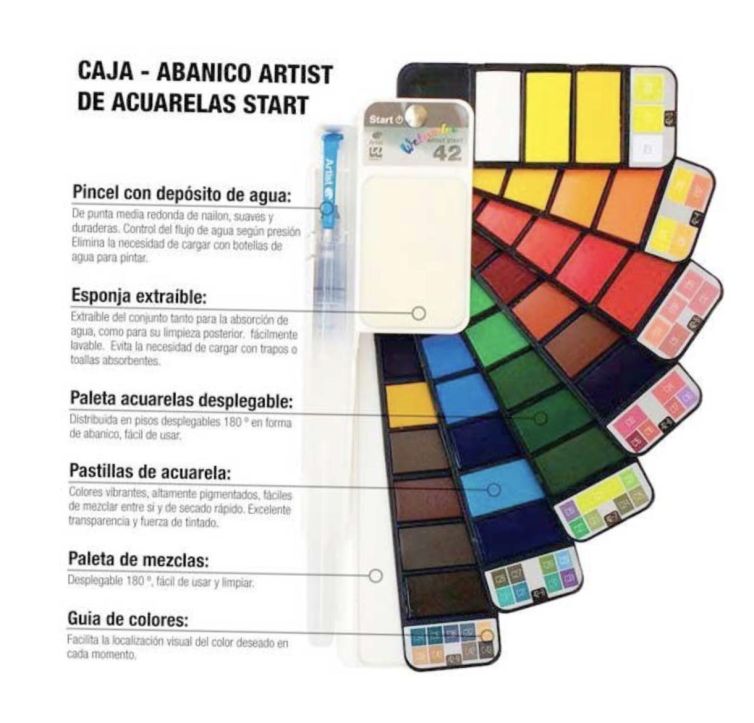 Caja – abanico de acuarela 42 colores Start