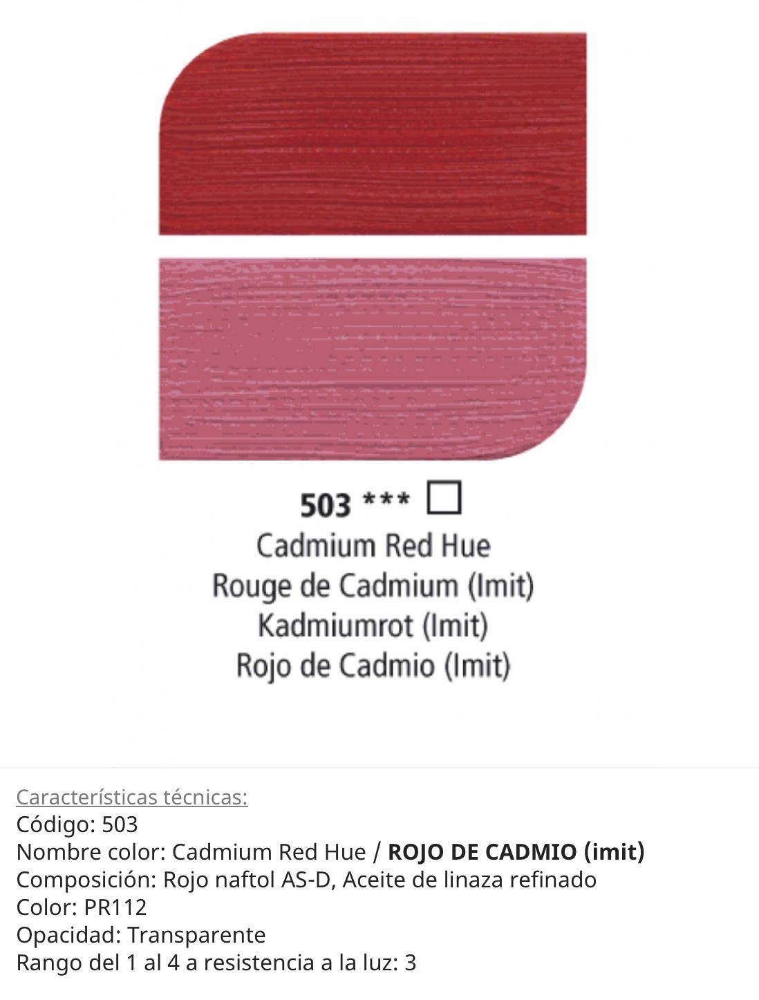 Pintura óleo Cadmium Red/ Rojo de Cadmio, 503, 38 ml , Graduate Oil, Daler Rowney