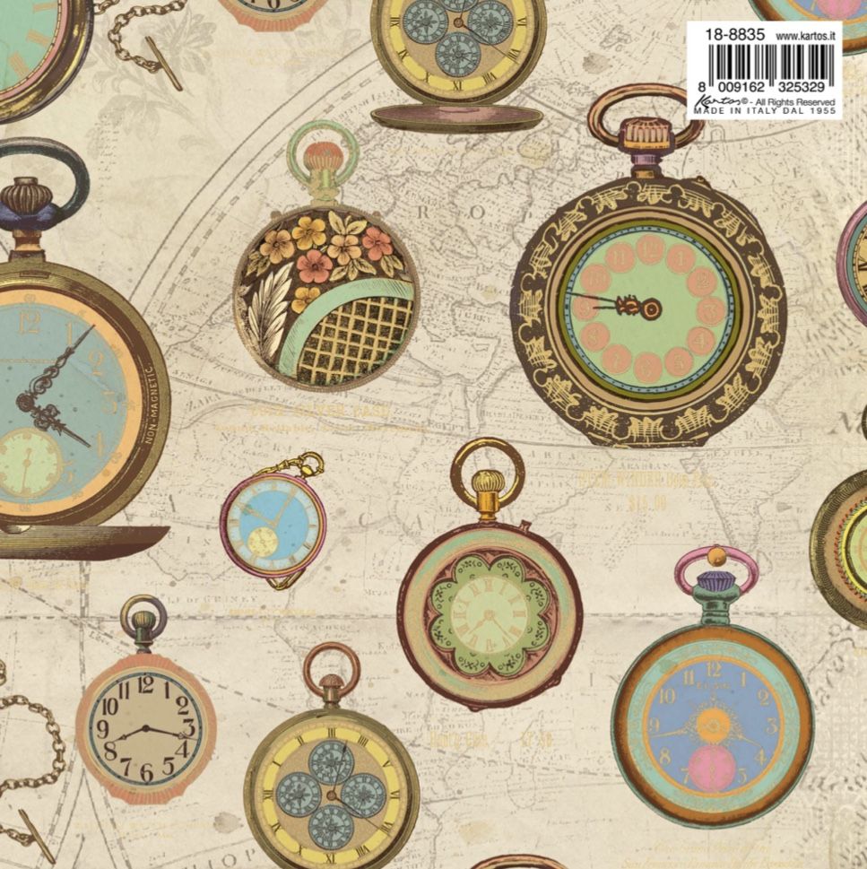 Papel decoupage KARTOS, Relojes Vintage, 70 x 100cm , 8835