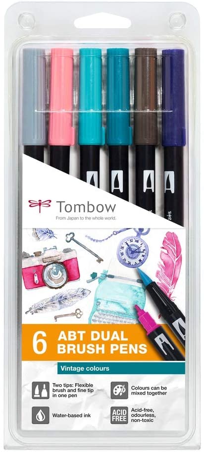Tombow 6 ABT Dual Brush Pens – Vintage Colours