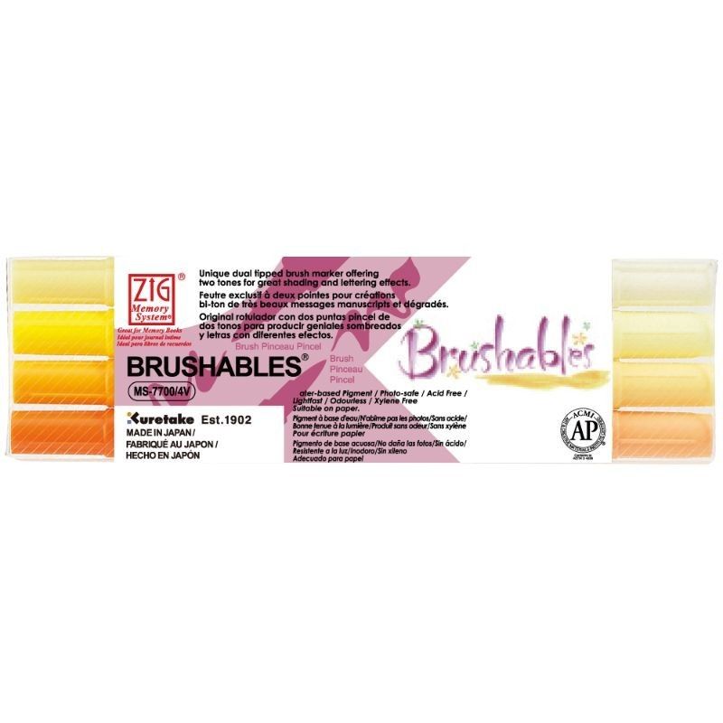Set 4 Rotuladores Bicolor 2 Puntas Brushables Amarillos