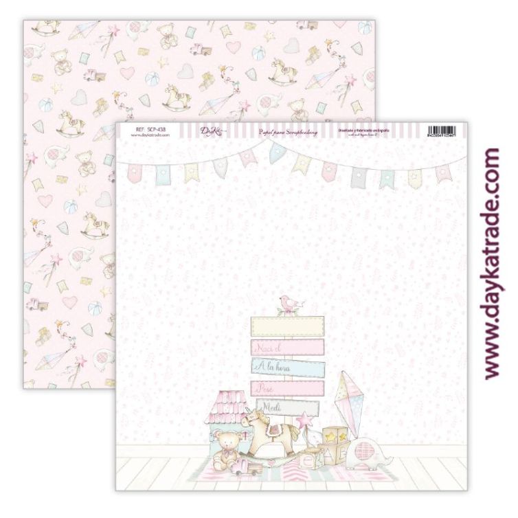 Papel scrap bebé niña – colección “Ha nacido una estrella” Art.-Nr. SCP-438