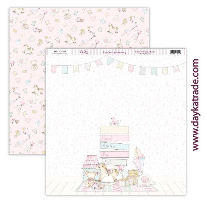 Papel scrap bebé niña – colección “Ha nacido una estrella” Art.-Nr. SCP-438