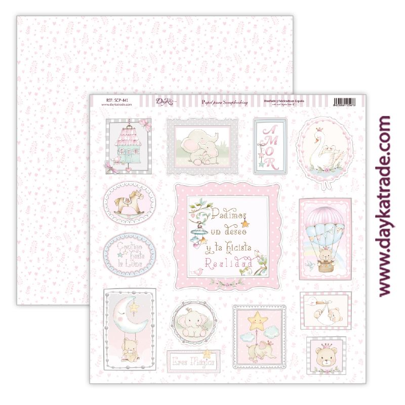 Papel scrap bebé niña – colección “Ha nacido una estrella” Art.-Nr. SCP-441