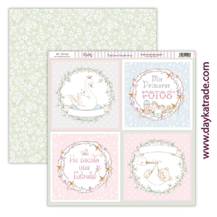 Papel scrap bebé niña – colección “Ha nacido una estrella” Art.-Nr. SCP-442
